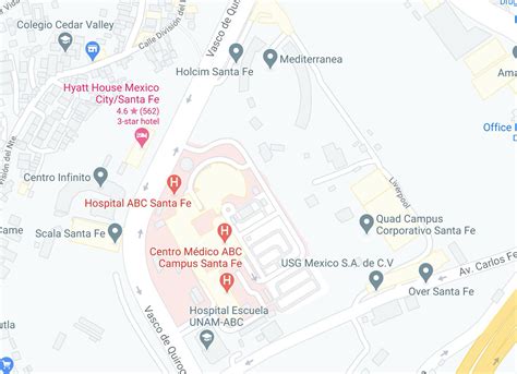 Mapa de ubicaciones del Centro Médico ABC