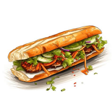 Ilustración de un sándwich Banh Mi