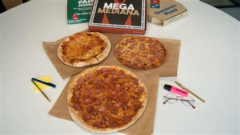 Infografía comparativa de tamaños de pizza familiar y dos medianas