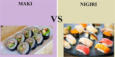 esquema comparativo entre nigiri y maki