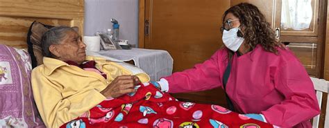 Infografía detallando los objetivos clave de un programa de visita domiciliaria para pacientes postrados, destacando la atención integral y el apoyo a la familia.