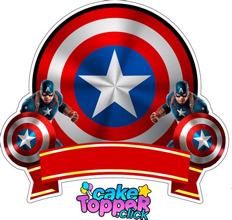 Cupcakes decorados con toppers de papel del escudo del Capitán América.