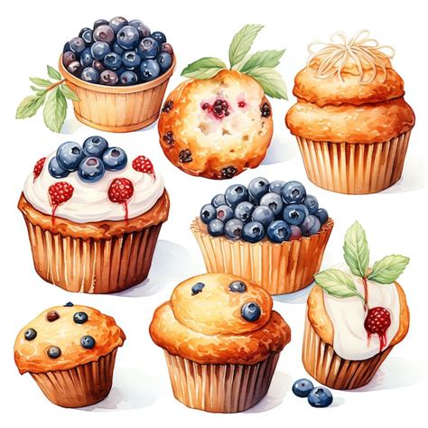 Ilustración de muffins integrales recién horneados y decorados