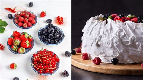 Preparación de ingredientes para merengue y frutos rojos