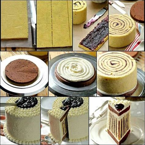 Diagrama o foto del montaje de capas de bizcocho con relleno entre cada una