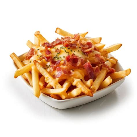 Fotografía profesional de una ración de papas fritas estilo animal con queso fundido, salsa especial y cebolla caramelizada