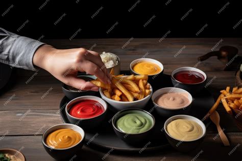 variedad de salsas para papas fritas