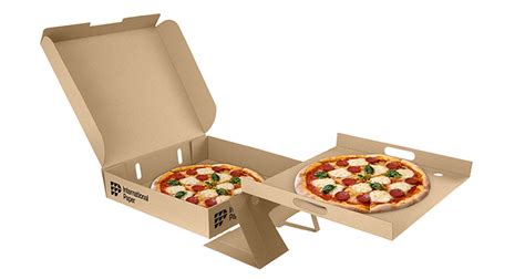 Diseño de la caja Twin Pizza Box transportando dos pizzas