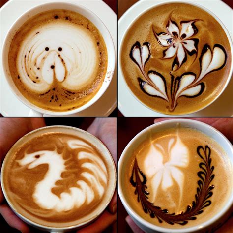 Taza de latte de vainilla con diseño de arte latte