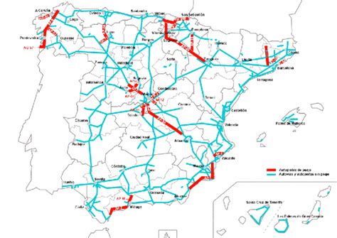 Mapa de España con las principales autovías destacadas y marcadores de restaurantes