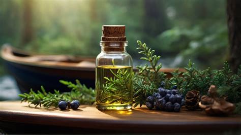 Diagrama que ilustra las diversas aplicaciones del aceite esencial de enebro en el cuerpo humano y el bienestar.