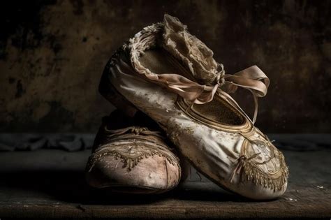 Primer plano de zapatillas de ballet desgastadas, mostrando su fragilidad