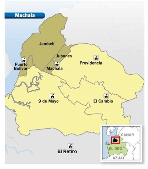 Mapa de ubicación del sector comercial en Machala
