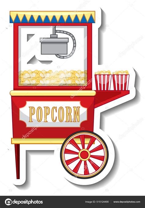 Ilustración de un antiguo carrito de palomitas de maíz con motor de vapor.