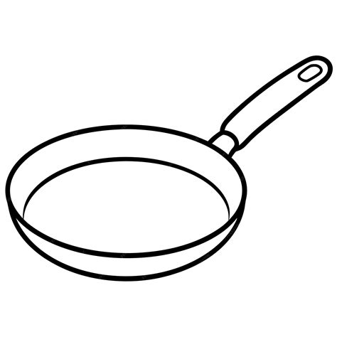 Ilustración de una plantilla para colorear de una sartén de chef con alimentos