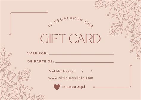 Ejemplo de tarjetas de regalo con fondo color salmón y variantes