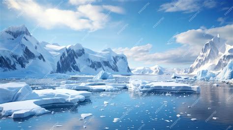 Paisaje del Océano Ártico con icebergs y fauna marina bajo condiciones extremas