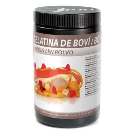 Esquema sobre el origen de la gelatina desde el colágeno animal hasta su presentación comercial en polvo o láminas.