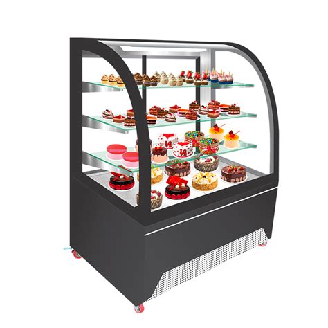 Esquema técnico mostrando la distribución del flujo de aire frío en una vitrina pastelera horizontal