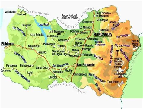 Mapa de la zona del río Tinguiririca y ubicación del hallazgo del cuerpo