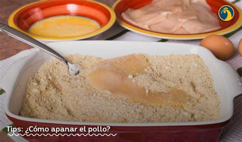 Esquema de una estación de apanado con tres platos: harina, huevo batido, pan rallado
