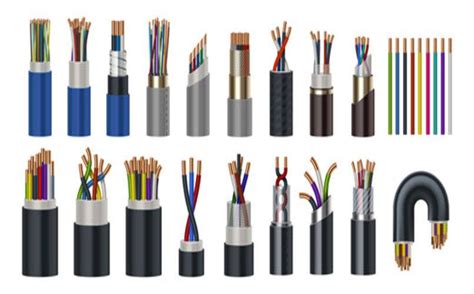 Esquema de diferentes tipos de cables eléctricos para iluminación