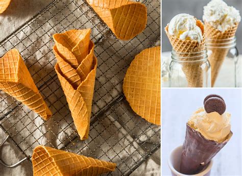 Cucuruchos de helado caseros crujientes apilados