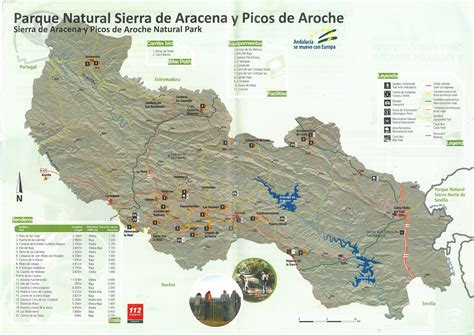 Mapa del Parque Natural Sierra de Aracena y Picos de Aroche resaltando la zona de producción del Jamón de Jabugo.