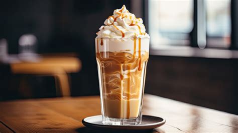 Foto de un vaso de café frappé con hielo y espuma, sobre una superficie de verano
