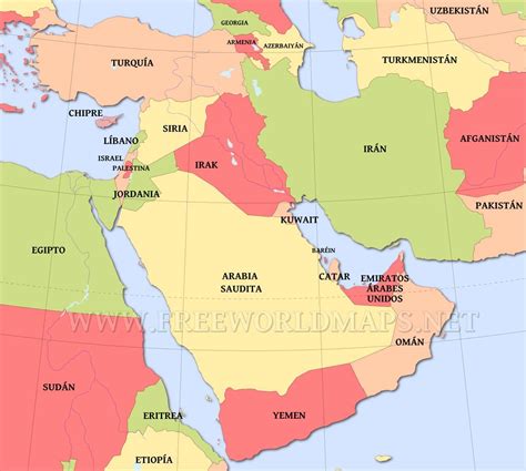 Mapa de Oriente Medio con énfasis en los países donde el za'atar es tradicional