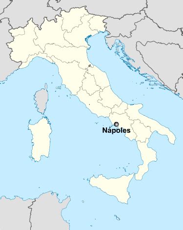 Mapa geográfico del Golfo de Nápoles destacando la ciudad de Nápoles, el Vesubio y las islas del archipiélago.