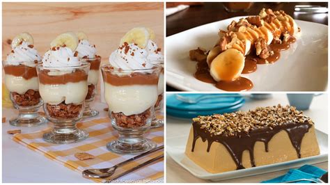 Varias opciones de rellenos con dulce de leche para postres