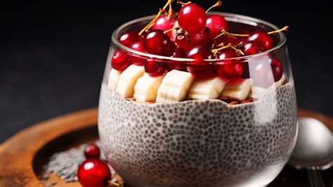 Petit suisse de chocolate y pudding de chía con frutos rojos en vasitos