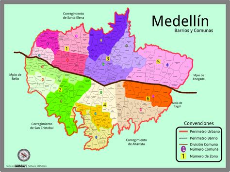 Mapa de zonas de entrega de comida en Medellín