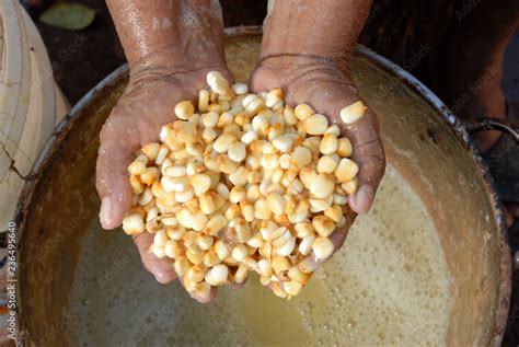 Proceso de lavado manual de granos de maíz