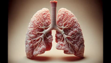Esquema anatómico de un pulmón sano frente a uno con alvéolos inflamados y llenos de líquido por neumonía