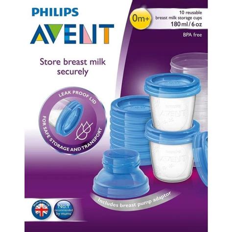 Recipientes de almacenamiento de leche materna Philips Avent con tapas
