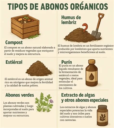Infografía sobre los beneficios de abonos orgánicos como compost y humus de lombriz