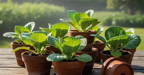 Foto de coles creciendo en macetas o huertos urbanos