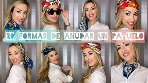 Esquema visual que muestra las diferentes formas de anudar un pañuelo: en la cabeza, como top, en el cuello y en el bolso.
