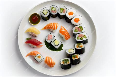 Esquema de un plato de sushi variado