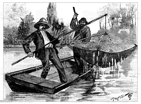 Ilustración antigua de pescadores chilenos extrayendo mariscos.