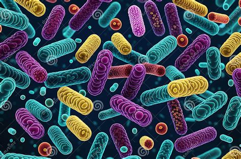 Ilustración de diversas bacterias probióticas actuando en el intestino