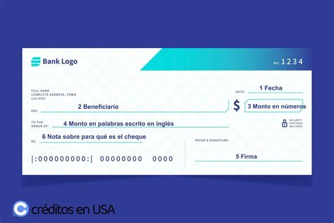 Esquema de un cheque bancario con sus partes