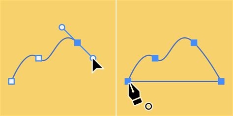 Diagrama de una forma curva dibujada con la herramienta Pluma.