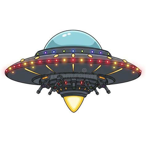 Ilustración de un platillo volador clásico con luces