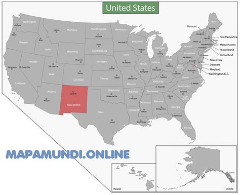 Mapa de Estados Unidos destacando Roswell, Nuevo México