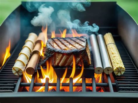 Proceso de encendido de una parrilla: inicio con papel, astillas y luego carbón hasta formar brasas.
