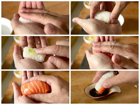 Infografía paso a paso para la elaboración de nigiri de salmón