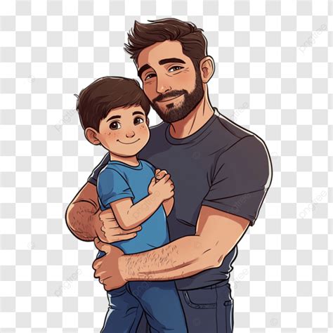 Ilustración de un padre sonriendo mientras mira a su hijo.